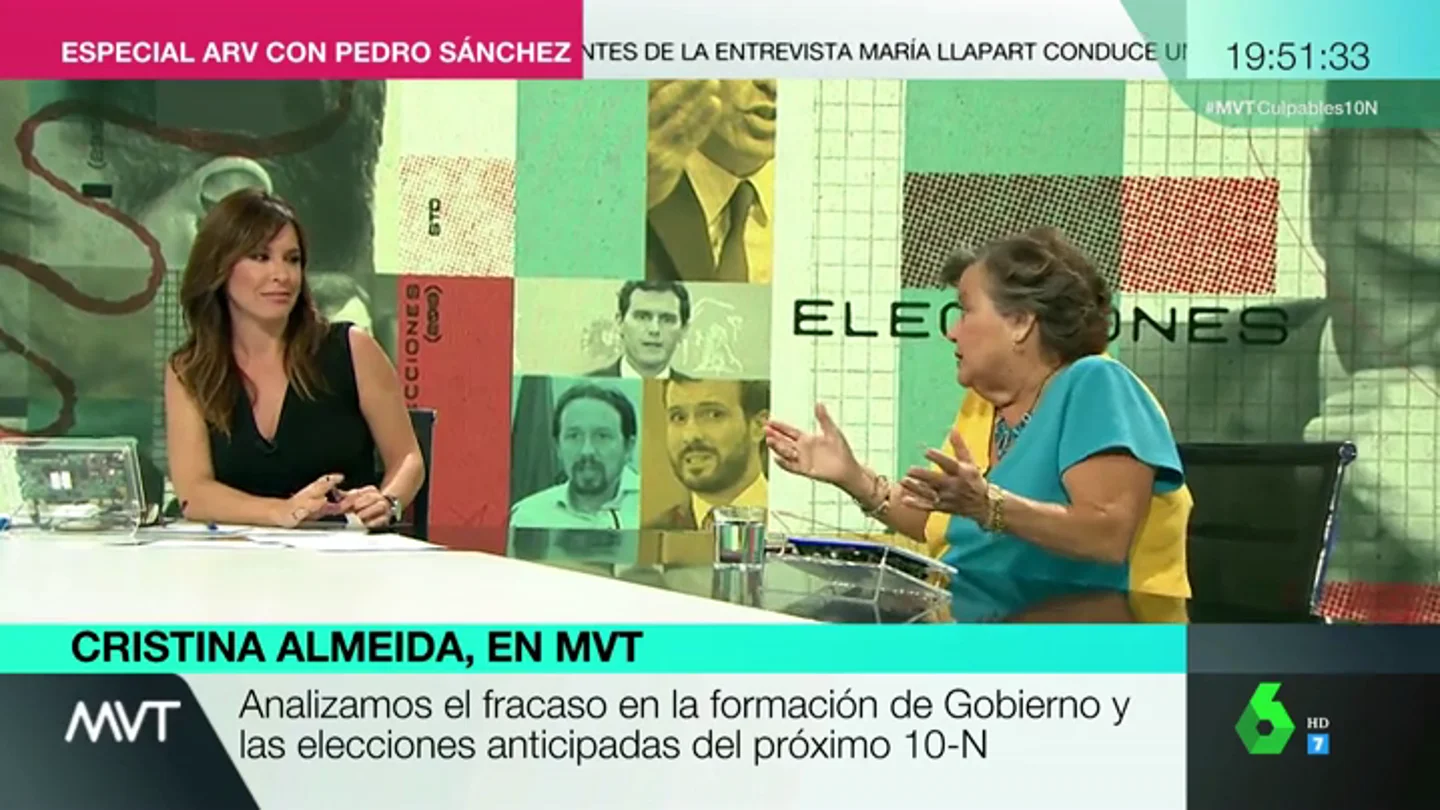 Crsitina Almeida, sobre la repetición electoral: "Esto en una empresa les costaba el puesto, que les cueste el puesto a los dirigentes" Crsitina Almeida, sobre la repetición electoral: "Esto en una empresa les costaba el puesto, que les cueste el puesto a los dirigentes"