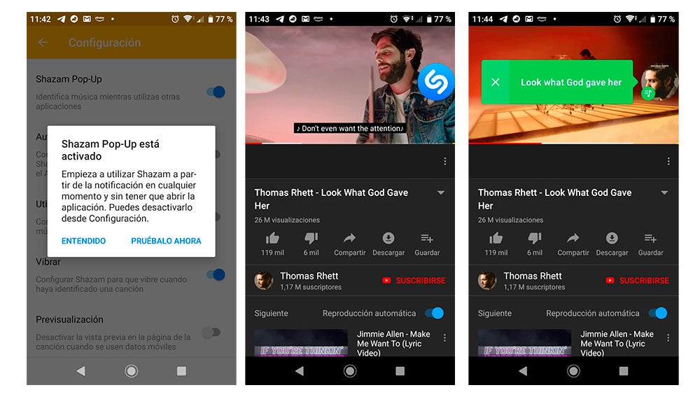 Cazando con el botón flotante de Shazam