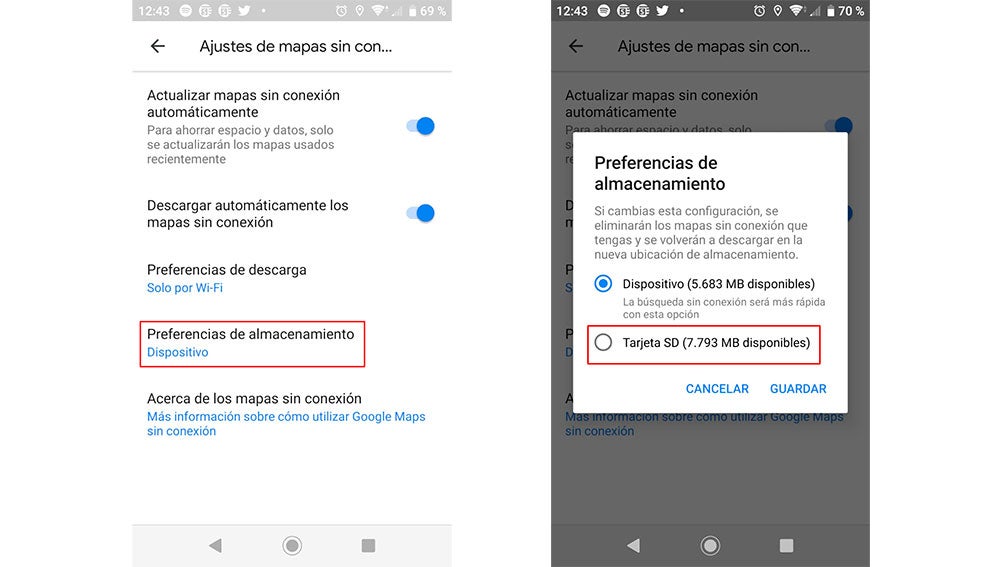 Moviendo los mapas a la microSD