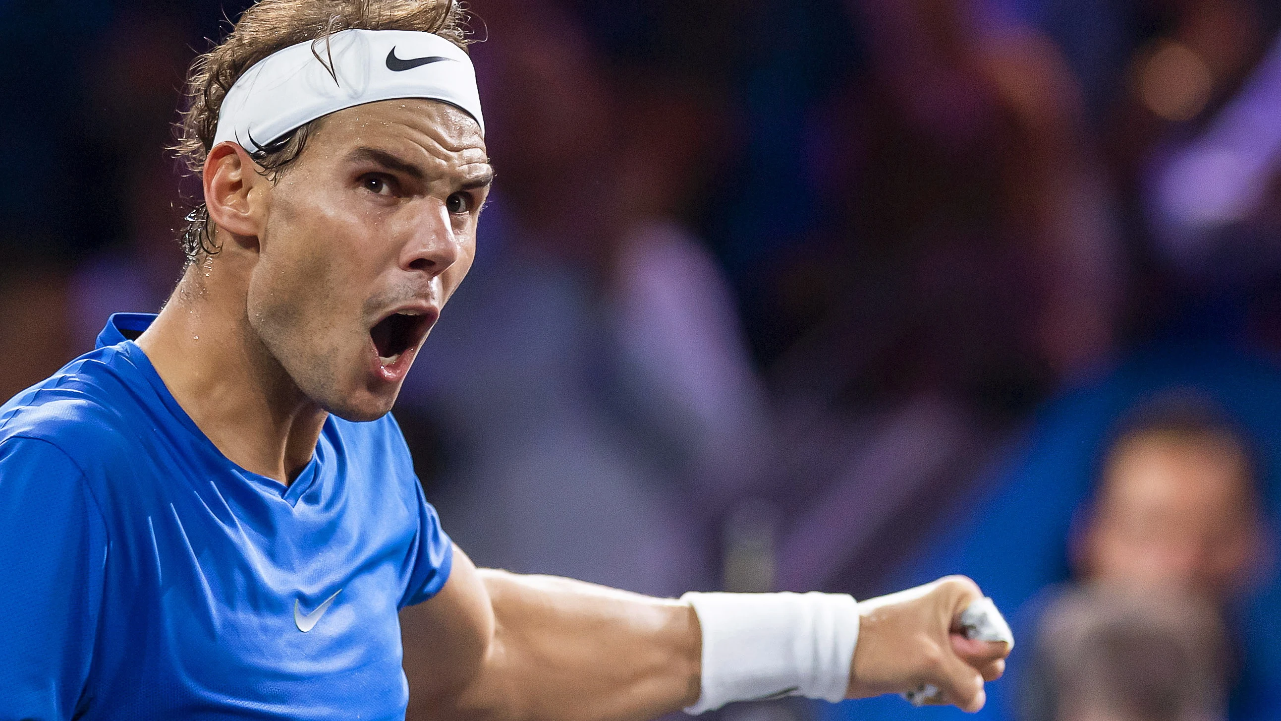 Nadal durante el partido ante Raonic