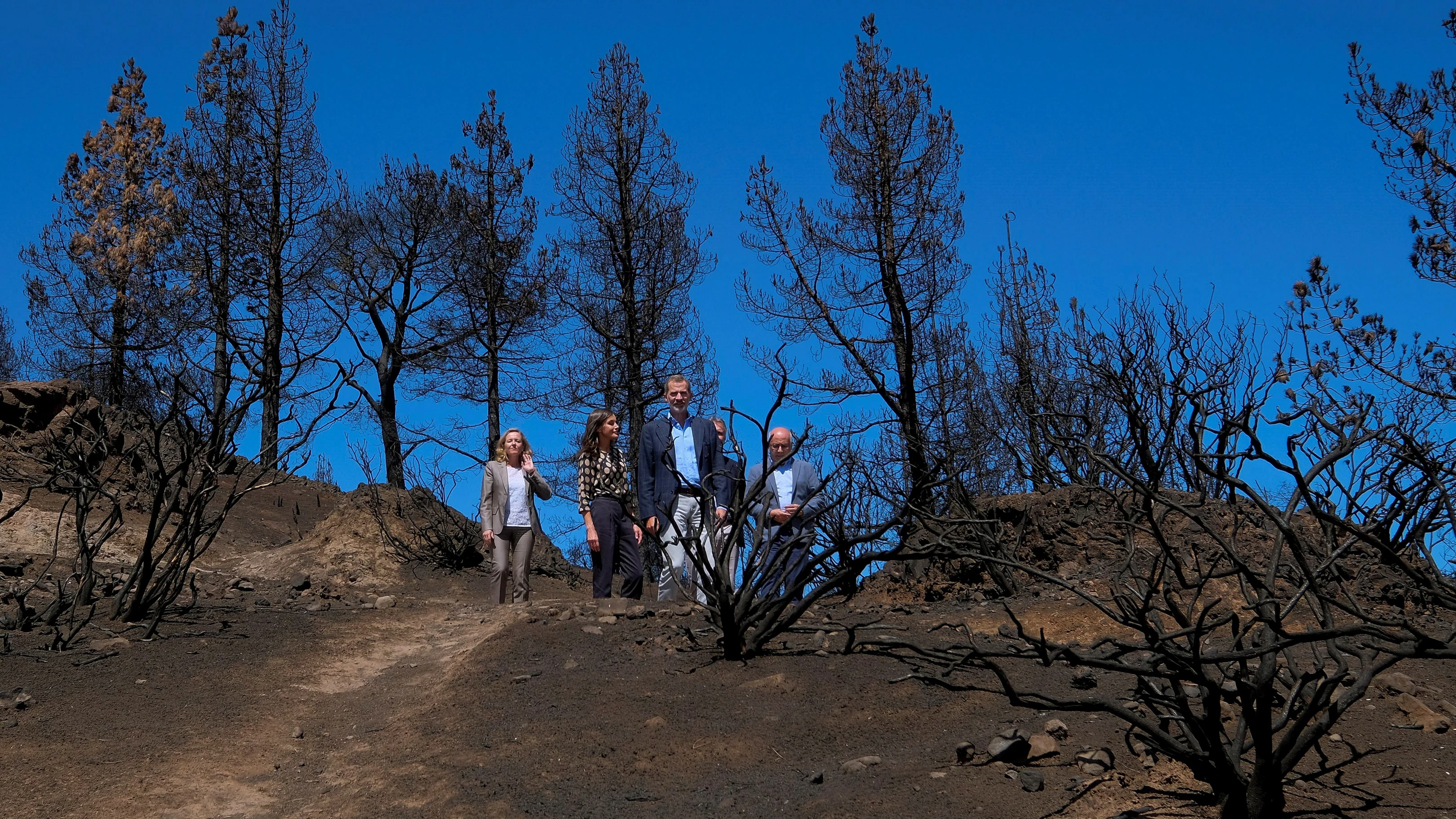 Los reyes Felipe y Letizia, junto con Nadia Calviño, visitan las principales zonas afectadas por los incendios de agosto.