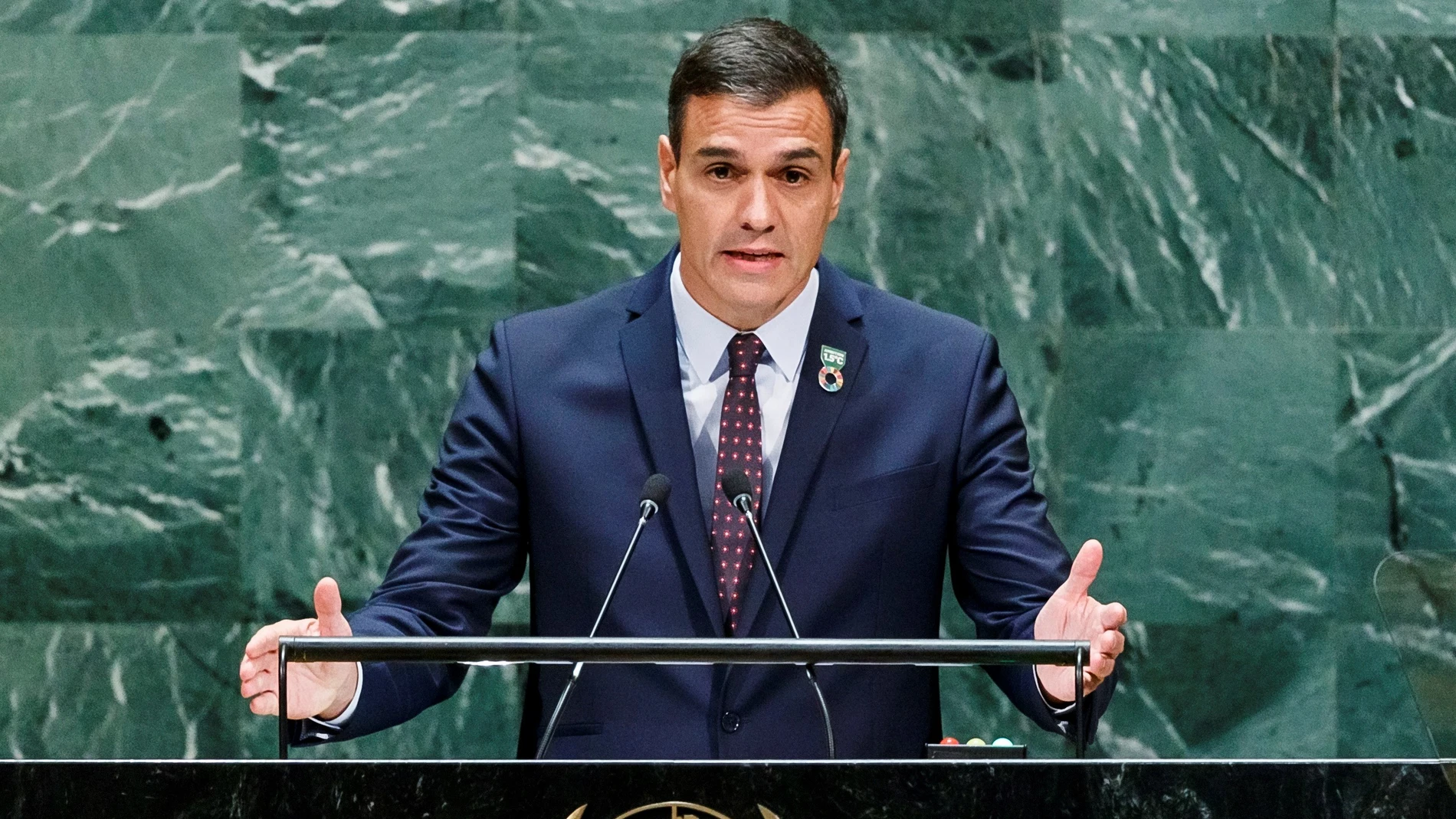 El presidente del Gobierno, Pedro Sánchez, en la ONU en 2019