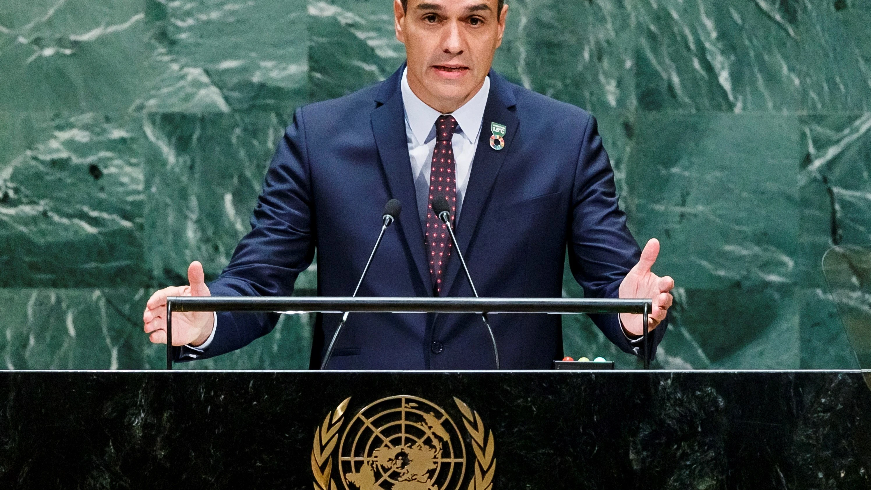 El presidente del Gobierno, Pedro Sánchez, en la ONU en 2019