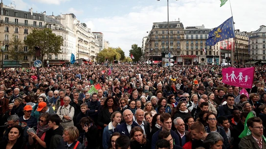 Imagen de la manifestación en contra de la reproducción asistida de solteras y lesbianas en Francia Imagen de la manifestación en contra de la reproducción asistida de solteras y lesbianas en Francia