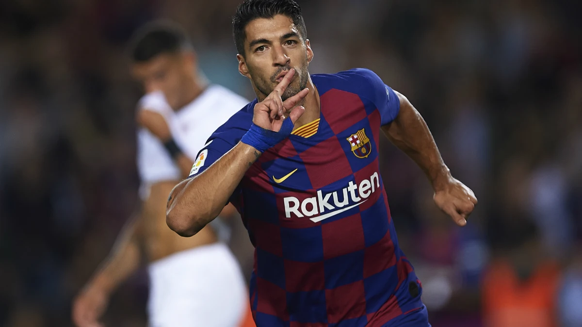 Luis Suárez celebra un gol