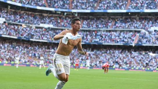 James Rodríguez celebra su gol contra el Granada James Rodríguez celebra su gol contra el Granada