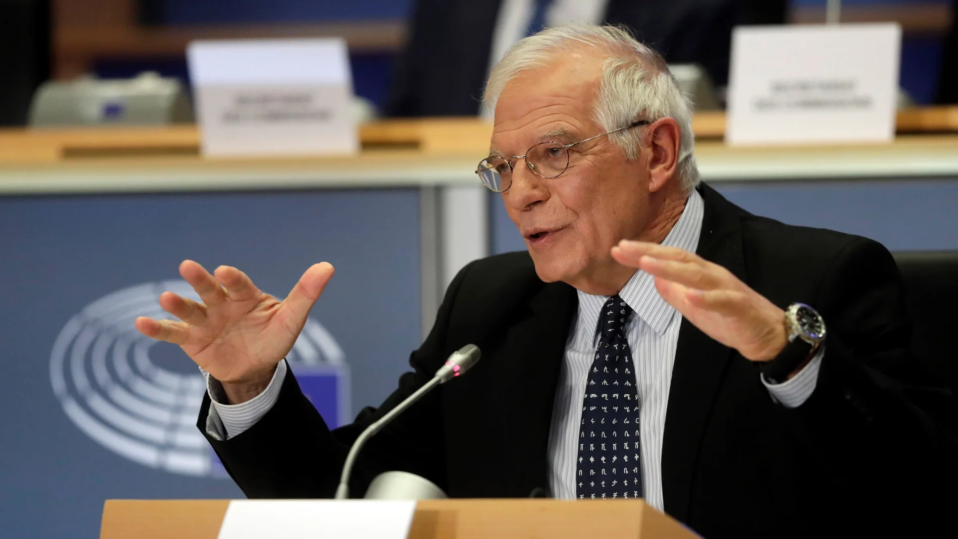 Josep Borrell durante su examen para ser designado jefe de la diplomacia europea