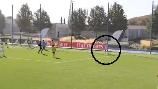 El hijo de José Antonio Reyes celebra su primer gol con la camiseta del Real Madrid