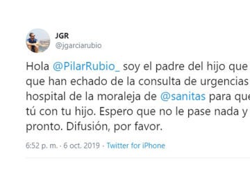 Jorge García denuncia en Twitter el trato de favor a Pilar Rubio en un hospital privado Jorge García denuncia en Twitter el trato de favor a Pilar Rubio en un hospital privado