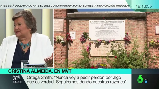 Cristina Almeida, sobre Vox: "Hablan de venganza, pero hay una España en las cunetas. Cada fosa que se abre es una herida que se cierra" Cristina Almeida, sobre Vox: "Hablan de venganza, pero hay una España en las cunetas. Cada fosa que se abre es una herida que se cierra"