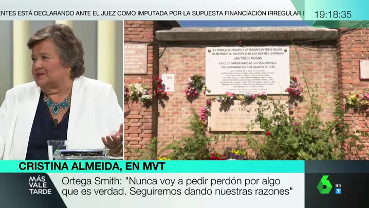 Cristina Almeida, sobre Vox: "Hablan de venganza, pero hay una España en las cunetas. Cada fosa que se abre es una herida que se cierra"