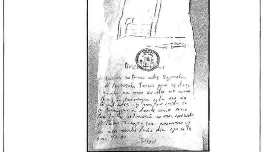 Carta manuscrita de Sergio a Dana hallada en la vivienda Carta manuscrita de Sergio a Dana hallada en la vivienda