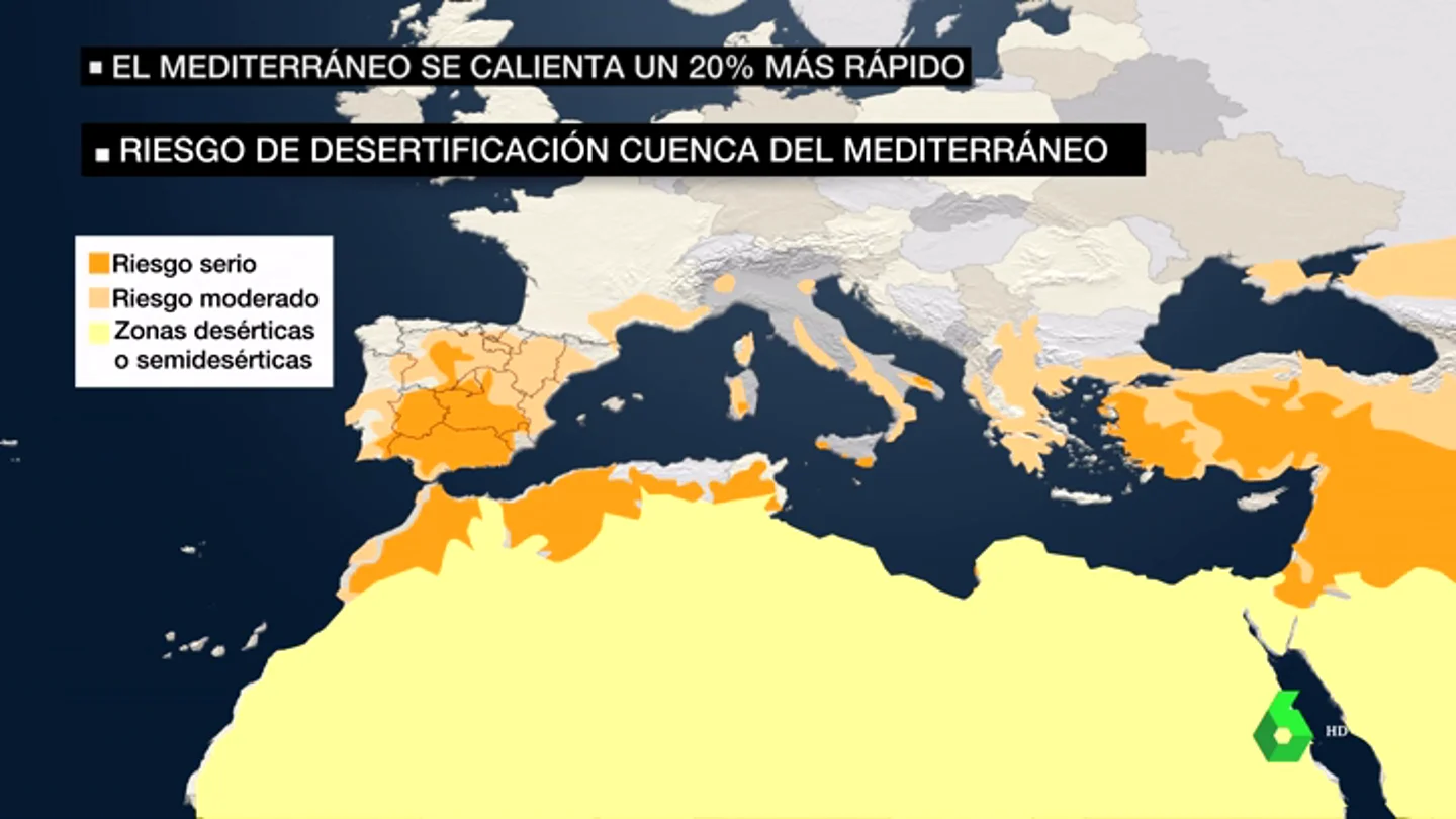 La Cuenca del Mediterráneo, en riesgo de desertificación: se calienta un 20% más rápido que el resto del mundo La Cuenca del Mediterráneo, en riesgo de desertificación: se calienta un 20% más rápido que el resto del mundo