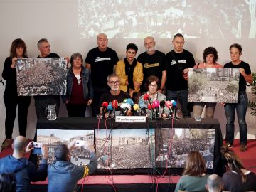 Imagen de la rueda de prensa de los familiares de Alsasua, este jueves en Pamplona Imagen de la rueda de prensa de los familiares de Alsasua, este jueves en Pamplona