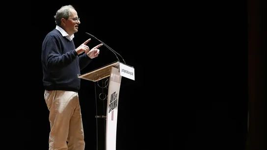 Torra durante su intervención en el acto de precampaña de Junts per Catalunya Torra durante su intervención en el acto de precampaña de Junts per Catalunya