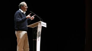  Torra durante su intervención en el acto de precampaña de Junts per Catalunya