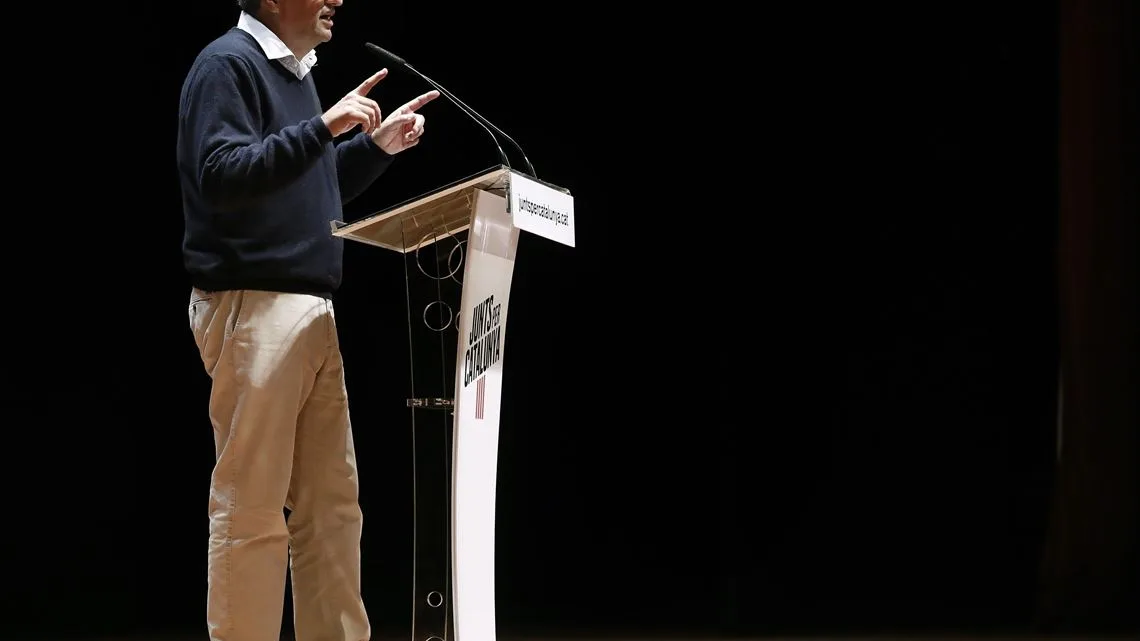  Torra durante su intervención en el acto de precampaña de Junts per Catalunya