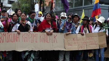 Imagen de la manifestación del movimiento indígena en Ecuador