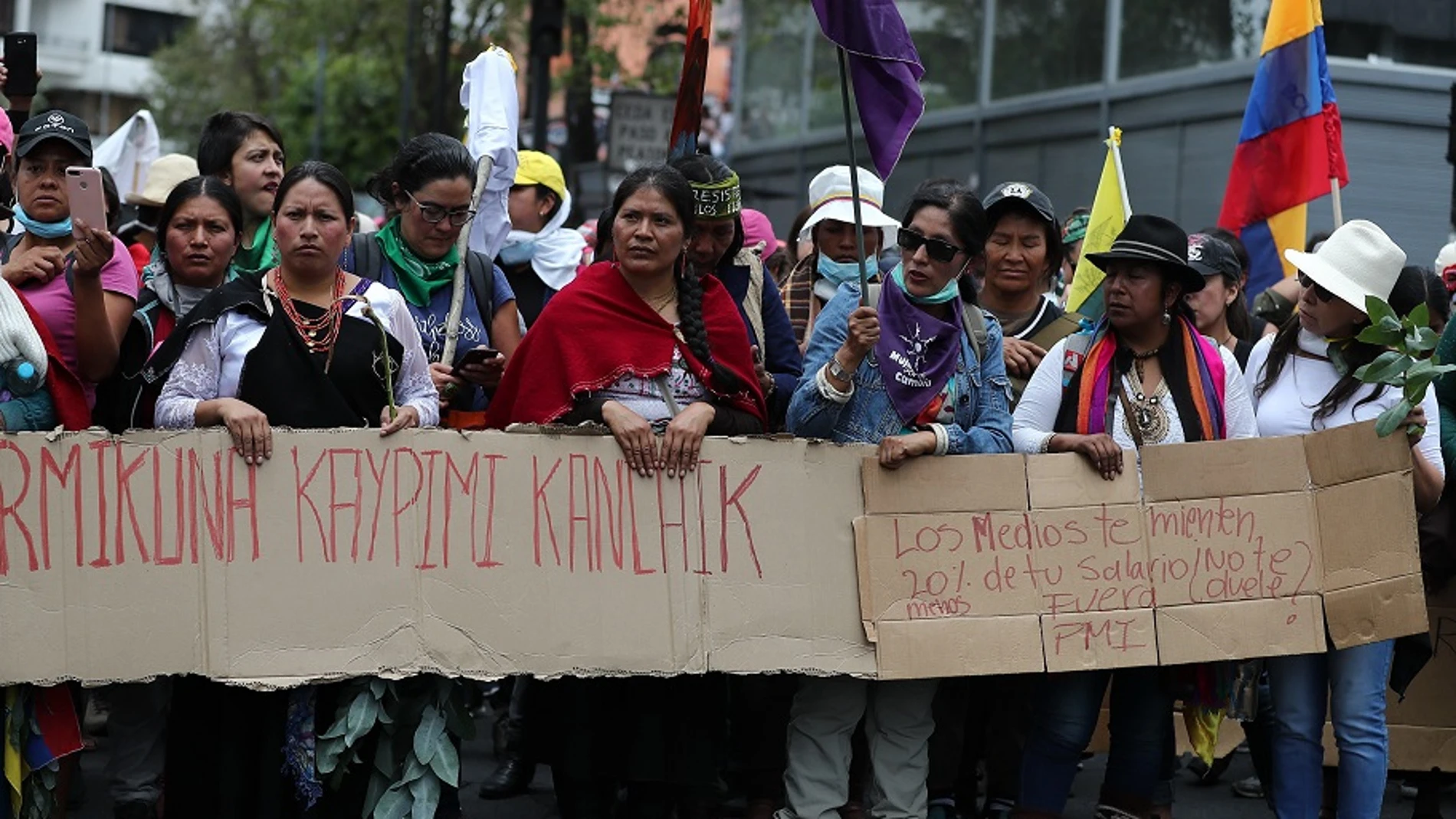 Imagen de la manifestación del movimiento indígena en Ecuador