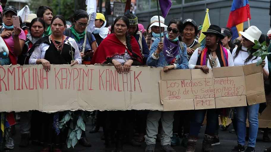 Imagen de la manifestación del movimiento indígena en Ecuador