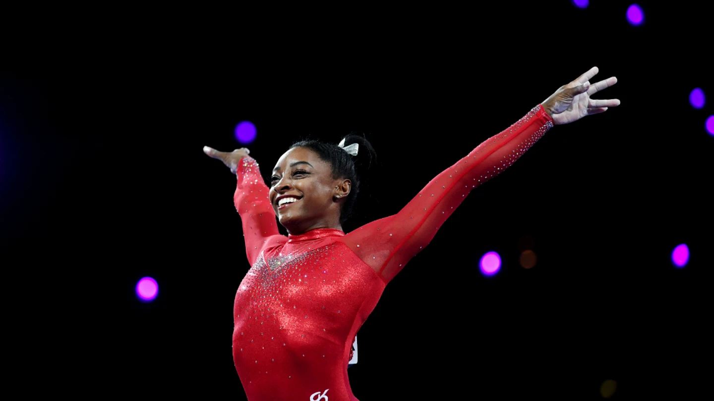 Simone Biles, tras una victoria Simone Biles, tras una victoria