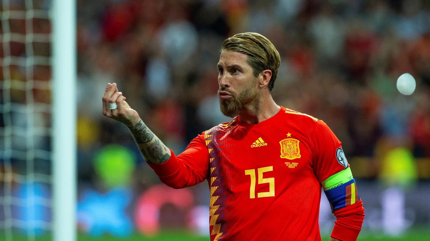 Sergio Ramos celebra un gol con España Sergio Ramos celebra un gol con España