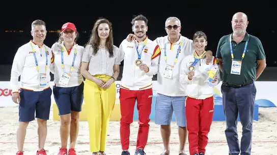 Sandra Sánchez y Damián Quintero, con sus medallas de oro Sandra Sánchez y Damián Quintero, con sus medallas de oro