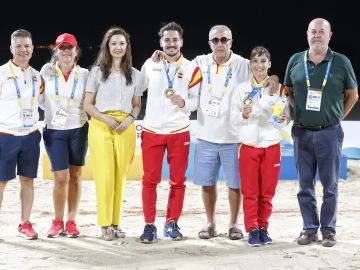 Sandra Sánchez y Damián Quintero, con sus medallas de oro Sandra Sánchez y Damián Quintero, con sus medallas de oro