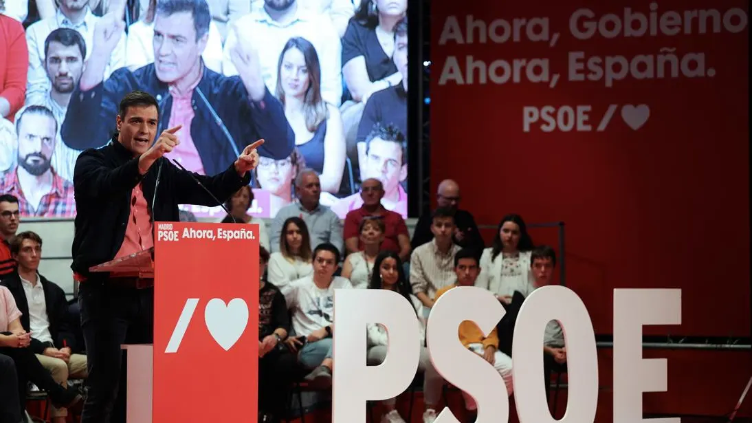 Pedro Sánchez en un acto del PSOE en Alcorcón