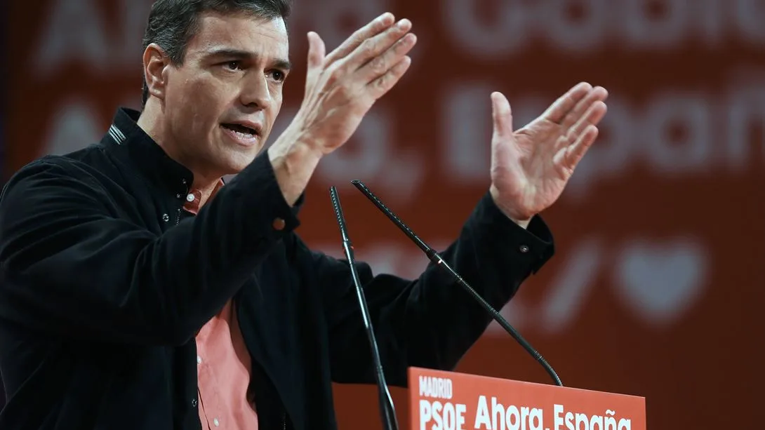 Pedro Sánchez en un acto del PSOE