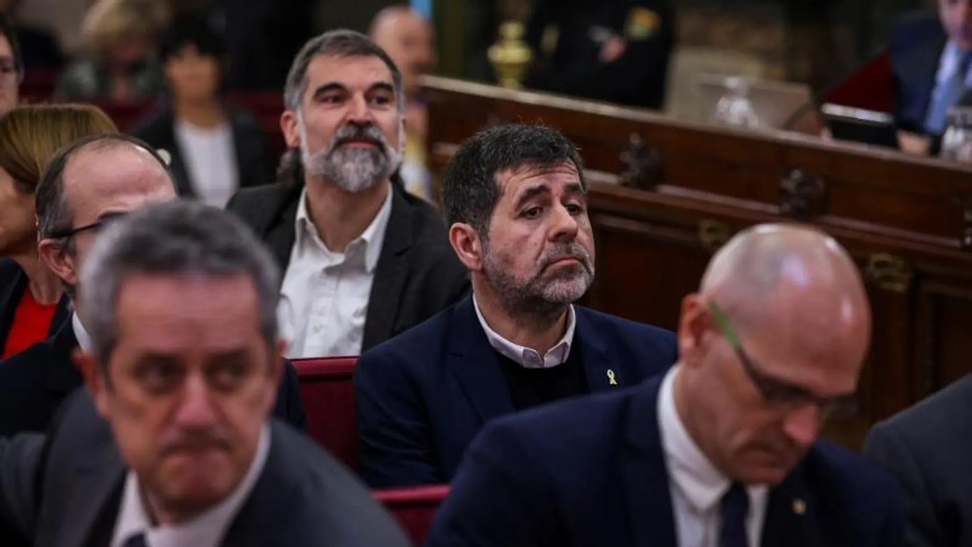 Jordi Sànchez y Jordi Cuixart durante el juicio del 'procés'