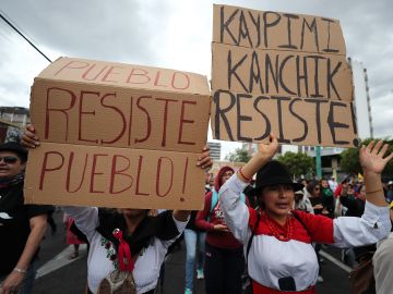 Imagen de una de las movilizaciones que han tenido lugar en Ecuador durante estos días. Imagen de una de las movilizaciones que han tenido lugar en Ecuador durante estos días.