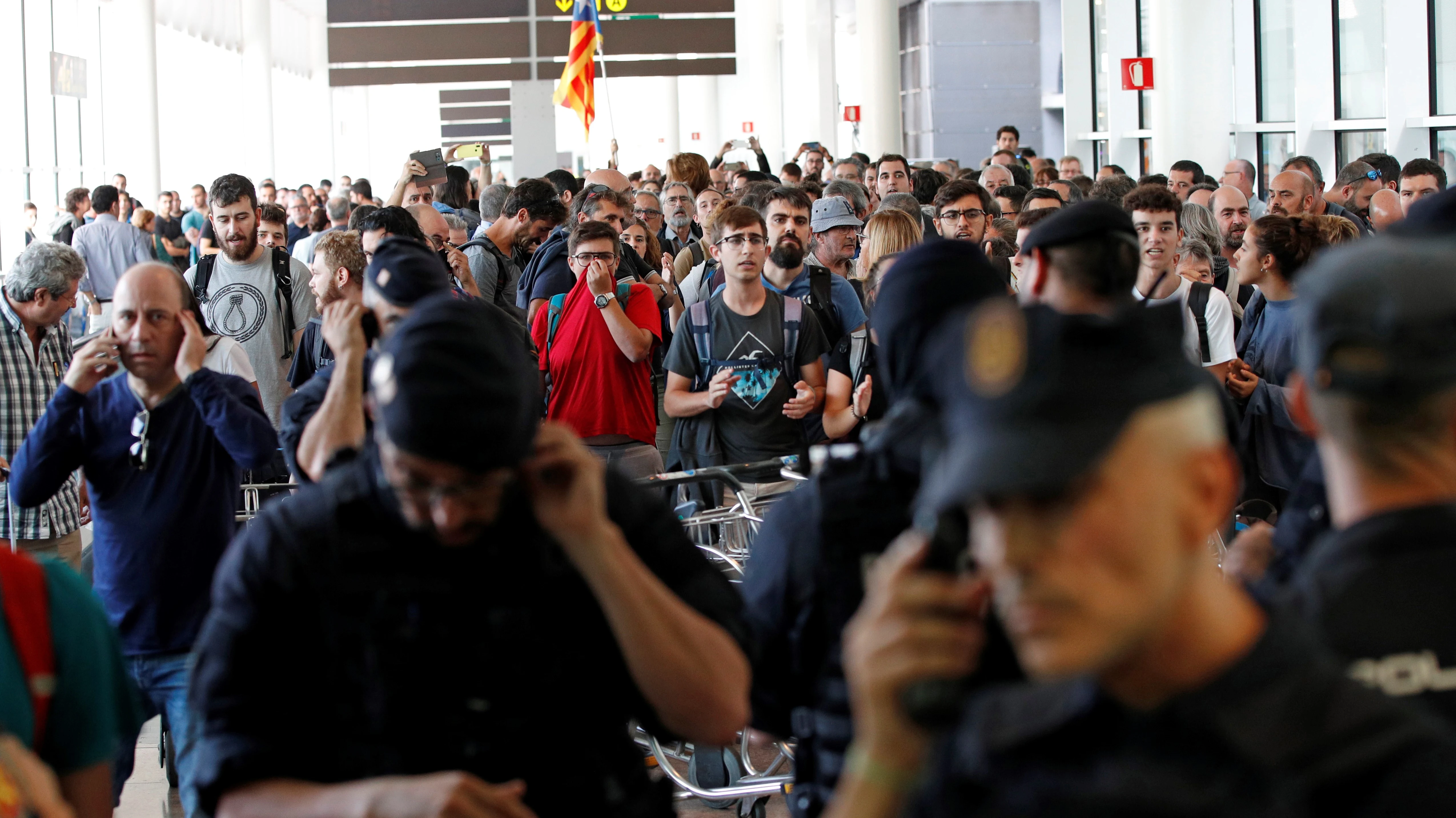 Manifestación en el Aeropuerto de El Prat