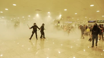 Imagen de las protestas en el aeropuerto de El Prat