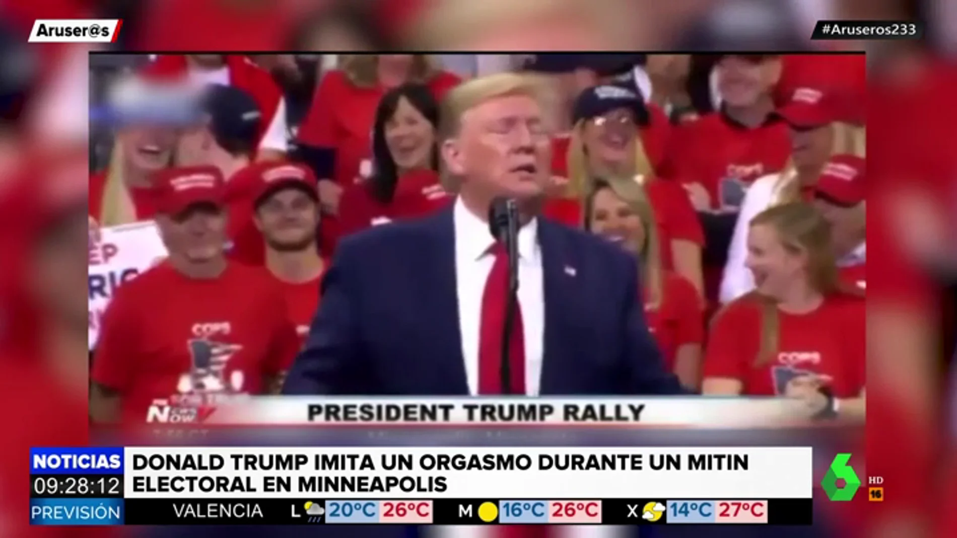 Trump simula un orgasmo durante un mitin electoral en Minneapolis