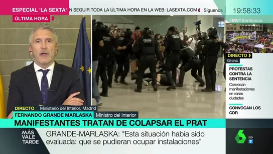 Grande-Marlaska: "La Policía, la Guardia Civil y los Mossos no se enfrentan a nadie, actúan cuando es necesario" Grande-Marlaska: "La Policía, la Guardia Civil y los Mossos no se enfrentan a nadie, actúan cuando es necesario"