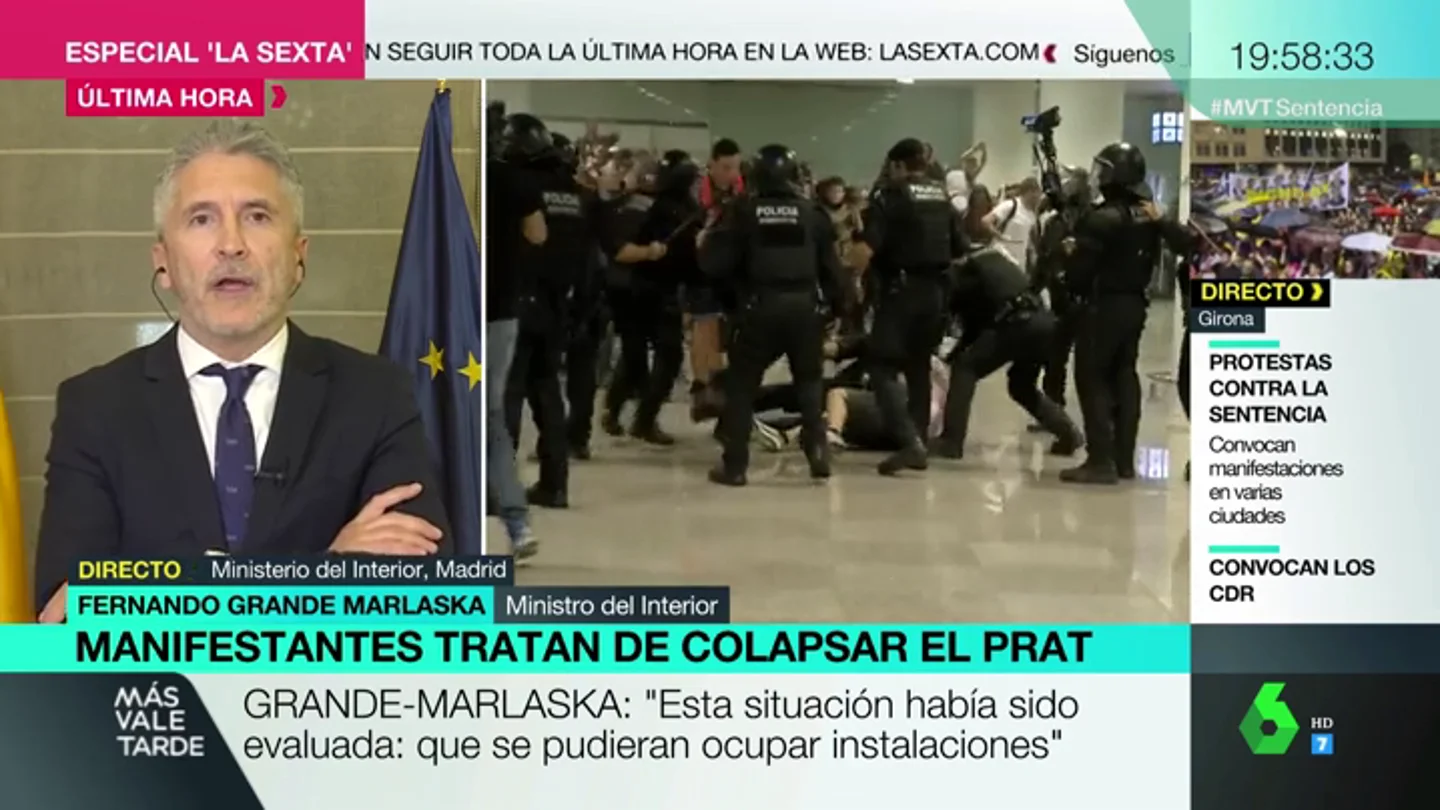 Grande-Marlaska: "La Policía, la Guardia Civil y los Mossos no se enfrentan a nadie, actúan cuando es necesario" Grande-Marlaska: "La Policía, la Guardia Civil y los Mossos no se enfrentan a nadie, actúan cuando es necesario"