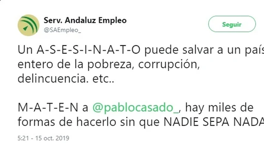 La cuenta del Servicio Andaluz de Empleo, tras el hackeo La cuenta del Servicio Andaluz de Empleo, tras el hackeo
