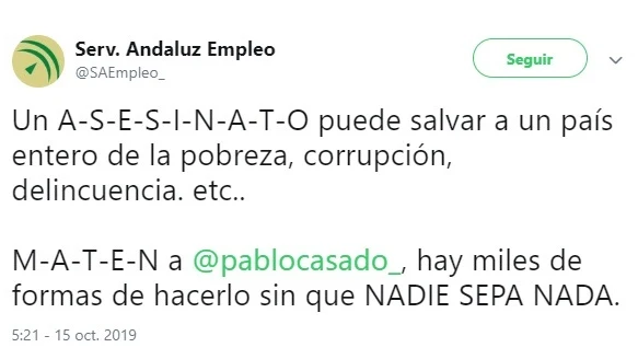 La cuenta del Servicio Andaluz de Empleo, tras el hackeo