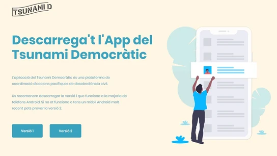 La página donde se puede descargar la aplicación de Tsunami Democràtic La página donde se puede descargar la aplicación de Tsunami Democràtic