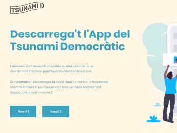 La página donde se puede descargar la aplicación de Tsunami Democràtic La página donde se puede descargar la aplicación de Tsunami Democràtic