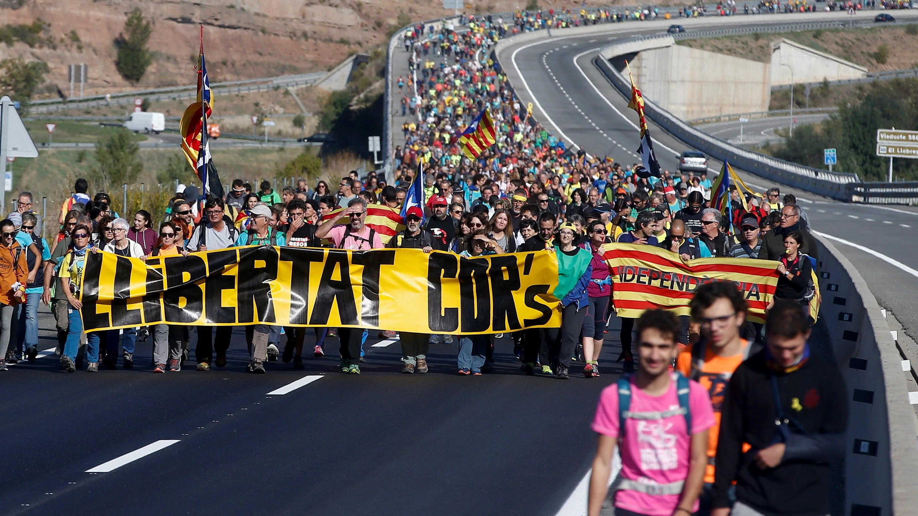 Recorrido desde Berga de una de las 'Marchas por la libertad'