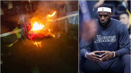 Protestantes queman camisetas de LeBron James en Hong Kong Protestantes queman camisetas de LeBron James en Hong Kong