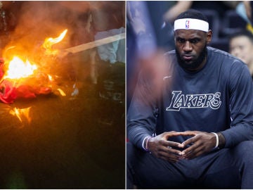 Protestantes queman camisetas de LeBron James en Hong Kong Protestantes queman camisetas de LeBron James en Hong Kong