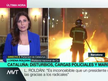 Lorena Roldán: "Hay que parar el caos que siembran los radicales separatistas y a los que Torra da las gracias" Lorena Roldán: "Hay que parar el caos que siembran los radicales separatistas y a los que Torra da las gracias"