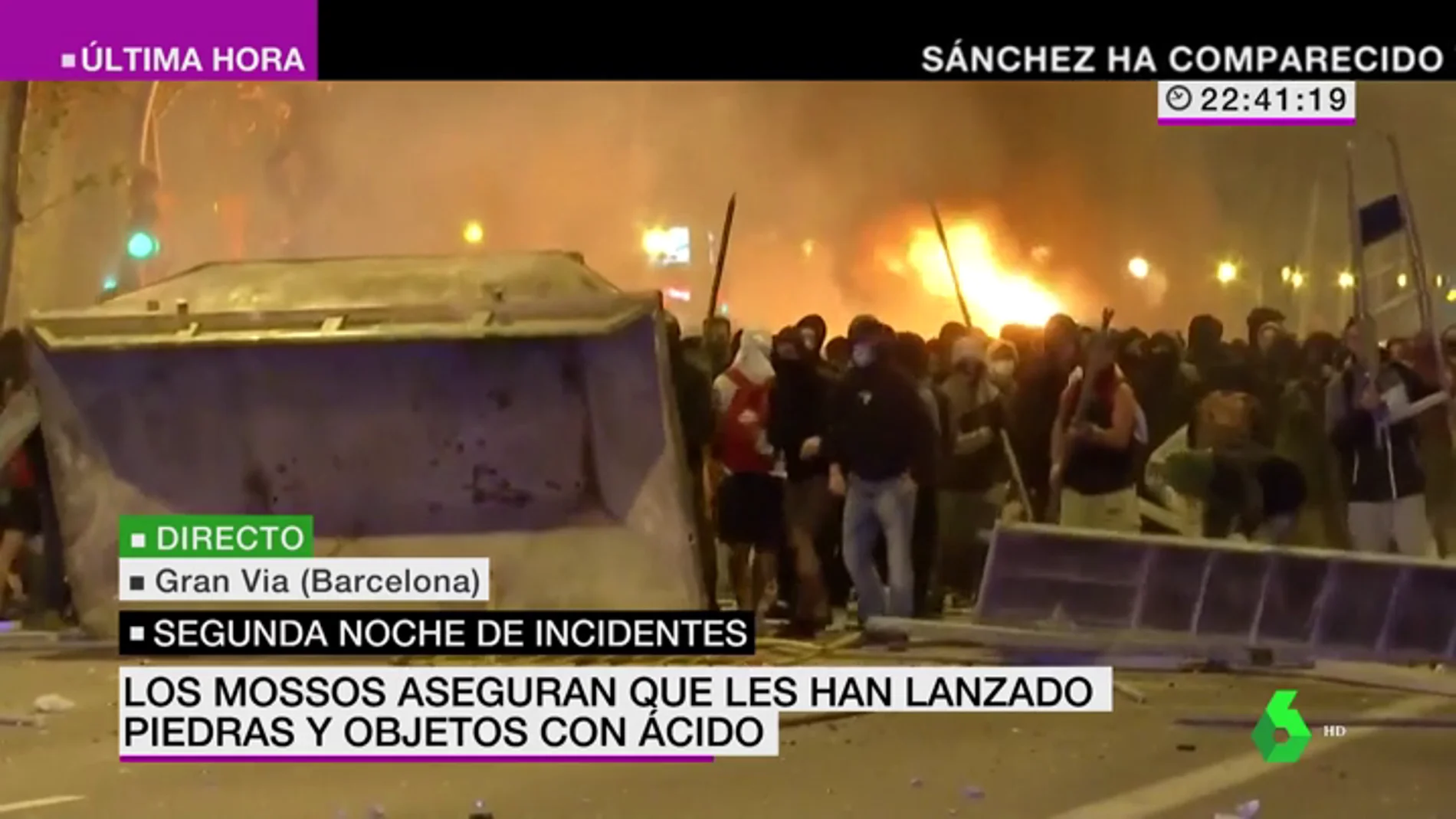 El vídeo de la desolación en Barcelona: así sufre la ciudad condal los graves disturbios tras la sentencia del procés