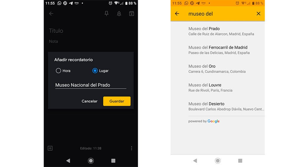 Seleccionando un lugar