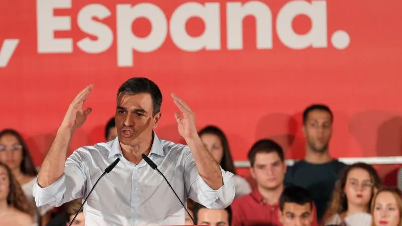 Pedro Sánchez en un acto electoral