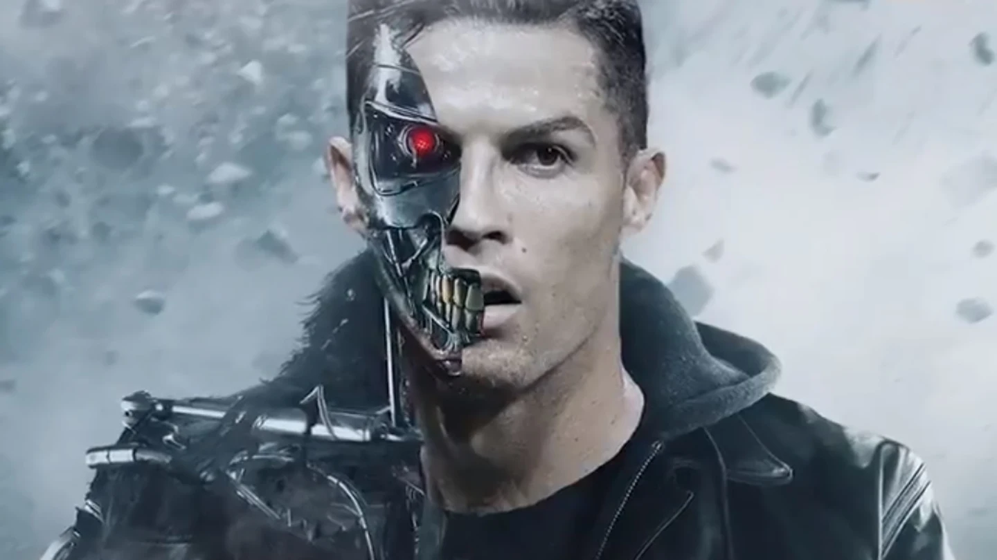 Cristiano Ronaldo caracterizado como Terminator Cristiano Ronaldo caracterizado como Terminator