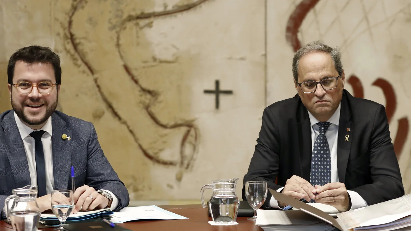 El presidente de la Generalitat, Quim Torra, y su vicepresidente, Pere Aragonés El presidente de la Generalitat, Quim Torra, y su vicepresidente, Pere Aragonés